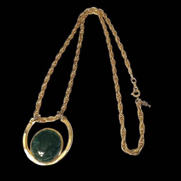 Vintage Enamel Pendant Rope Chain Necklace - Picture 1 of 9